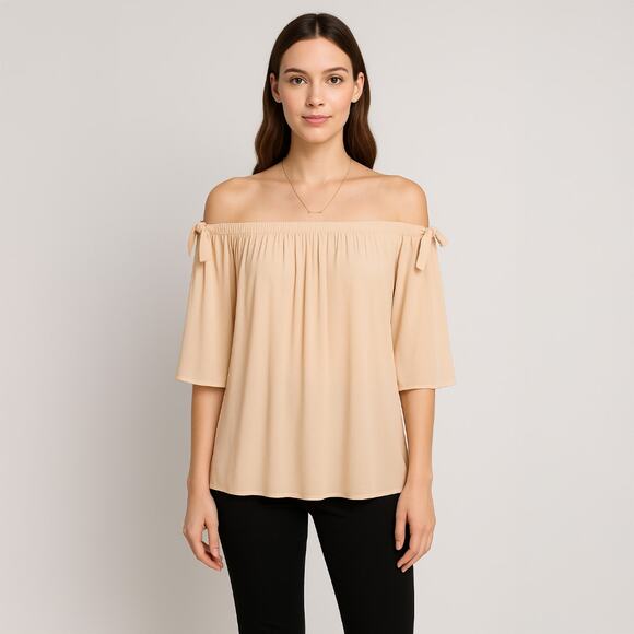 A239 ✽ 3/4 Sleeve Off Shoulder Top with Bow Detail - Picture 1 of 4